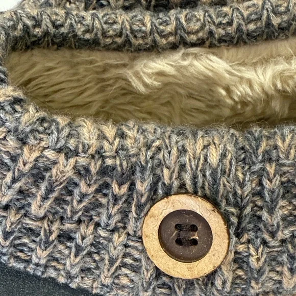 Clarks 9M Knitted Collar Clogs Suede Fur-Lined Hard-Bottom Slippers Gray EUC - Picture 2 of 9